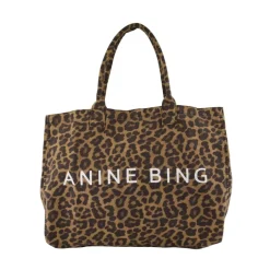 Best Sort bomuldsshopper taske med leopard Dame Indkøbstasker