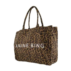 Best Sort bomuldsshopper taske med leopard Dame Indkøbstasker