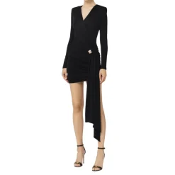 Best Cross-Neck Draperet Mini Kjole Dame Kjoler