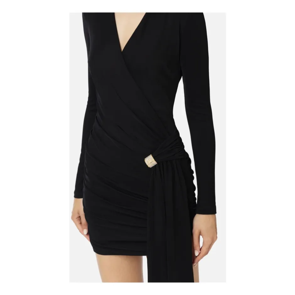 Best Cross-Neck Draperet Mini Kjole Dame Kjoler