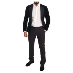 Sale Sort Fløjl To-Delt Jakkesæt, Slim Fit Jakkesæt
