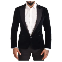 Sale Sort Fløjl To-Delt Jakkesæt, Slim Fit Jakkesæt