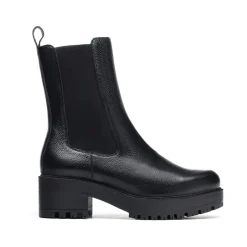 læder ankelstøvle med elastiske paneler Dame Chelsea Boots