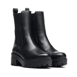 læder ankelstøvle med elastiske paneler Dame Chelsea Boots
