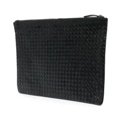 Læder Flettet Top Lynlås Taske Dame Clutch