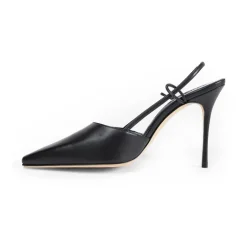 læder slingback stilet hæle Dame Pumps