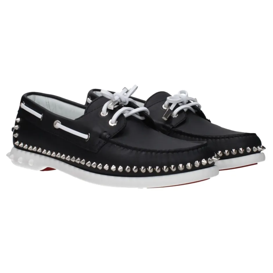 Sale læder Slip-On Loafers med nitter Sejlersko