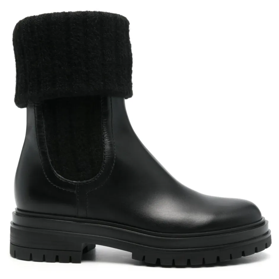 Discount Læder Strik Støvler Italien Dame Chelsea Boots