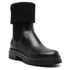 Discount Læder Strik Støvler Italien Dame Chelsea Boots