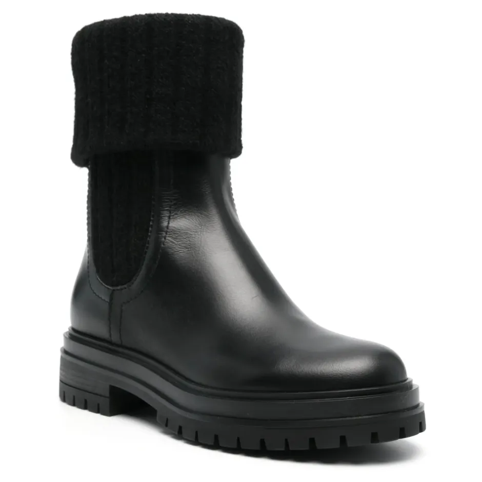 Discount Læder Strik Støvler Italien Dame Chelsea Boots