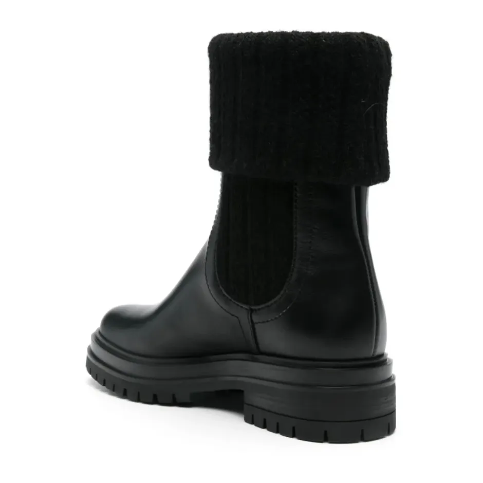 Discount Læder Strik Støvler Italien Dame Chelsea Boots