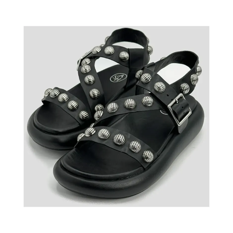 Sale Læder Studded Sandal Dame Sandaler