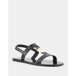 Sale lædersandal med gyldne detaljer Dame Sandaler