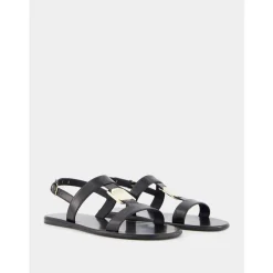 Sale lædersandal med gyldne detaljer Dame Sandaler