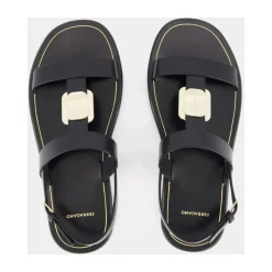 Sale lædersandal med gyldne detaljer Dame Sandaler