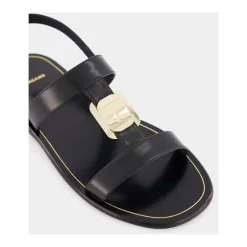 Sale lædersandal med gyldne detaljer Dame Sandaler