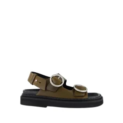 Best Sort Oliven Læder Sandaler Dame Sandaler