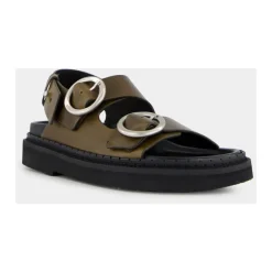Best Sort Oliven Læder Sandaler Dame Sandaler
