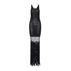 Polyester Kjole Frynset Halvtransparent Design Dame Kjoler
