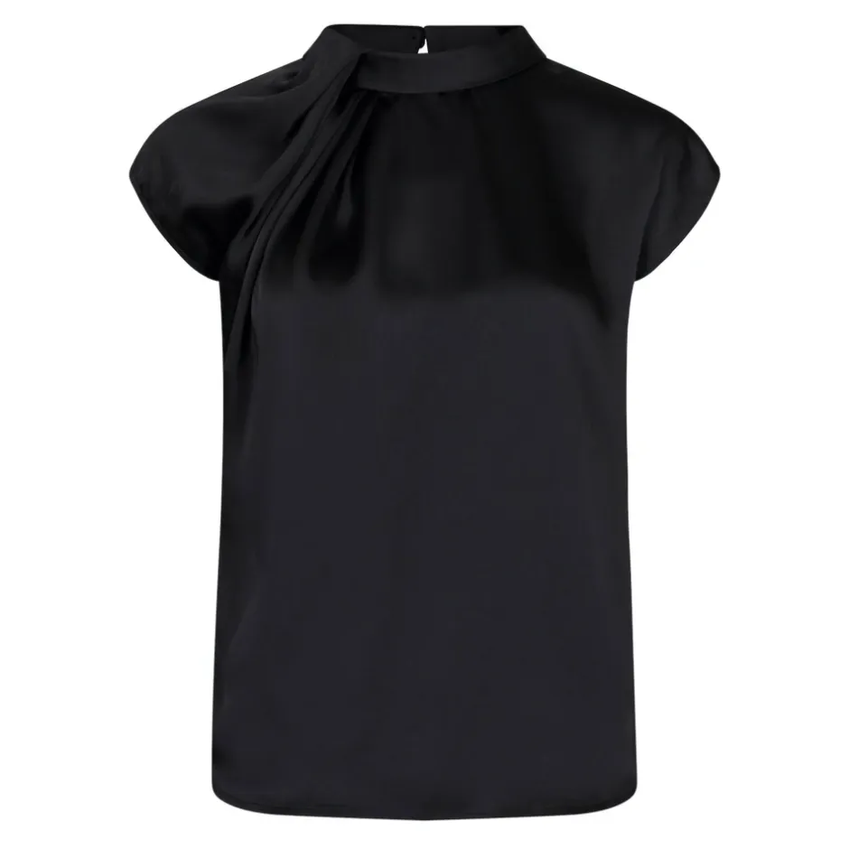 Online Satin Drapy Bluse med Knude Detalje Dame Bluser & Skjorter