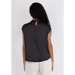 Online Satin Drapy Bluse med Knude Detalje Dame Bluser & Skjorter
