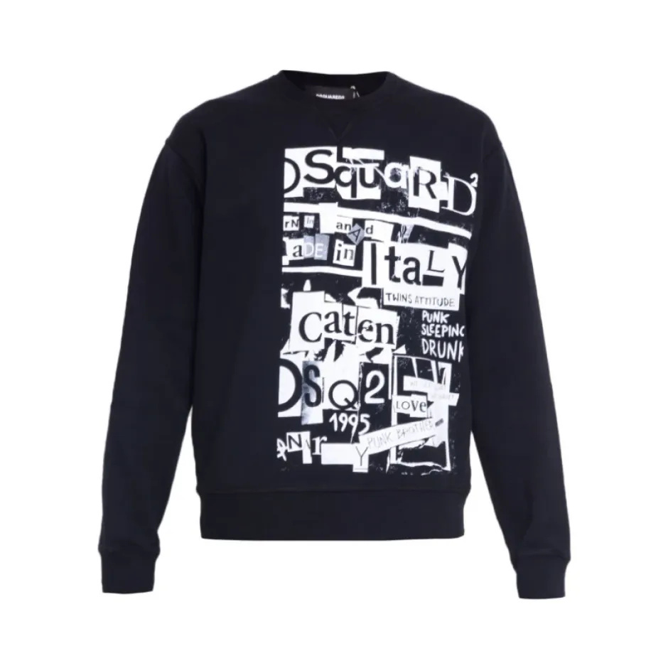 Clearance Sort Sweatshirt med Trykt Logo Trøjer|Sweatshirts