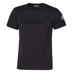 Online T-shirt i bomuld med perlebesat logo Dame T-Shirts
