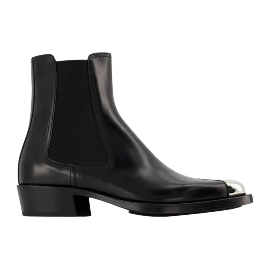 Discount /Sølv Læder Boxcar Støvler Dame Chelsea Boots