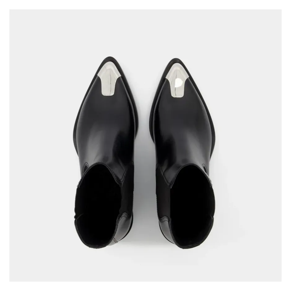 Discount /Sølv Læder Boxcar Støvler Dame Chelsea Boots