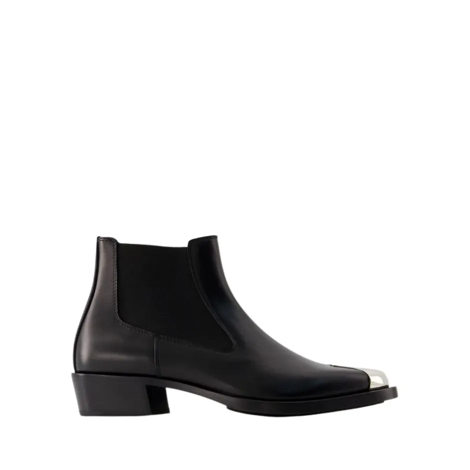 Online /Sølv Læder Chelsea Støvler Chelsea Boots|Støvler