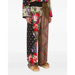 Best Stampa Piazzata Mix Foulard Wide Trousers Dame Bukser
