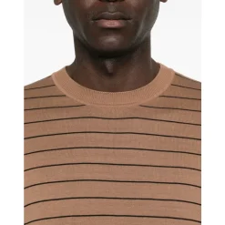 Discount Stribet T-shirt i strik med rund hals Strik