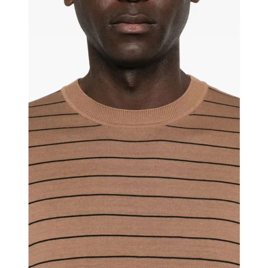 Discount Stribet T-shirt i strik med rund hals Strik