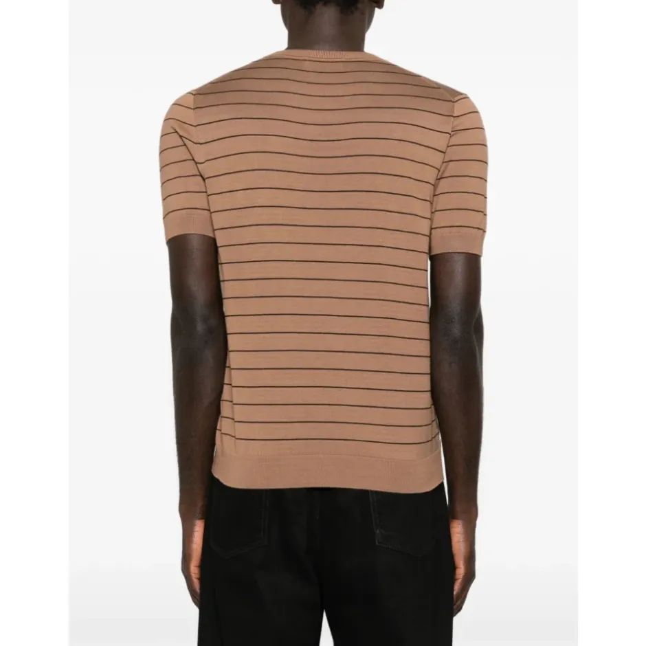 Discount Stribet T-shirt i strik med rund hals Strik