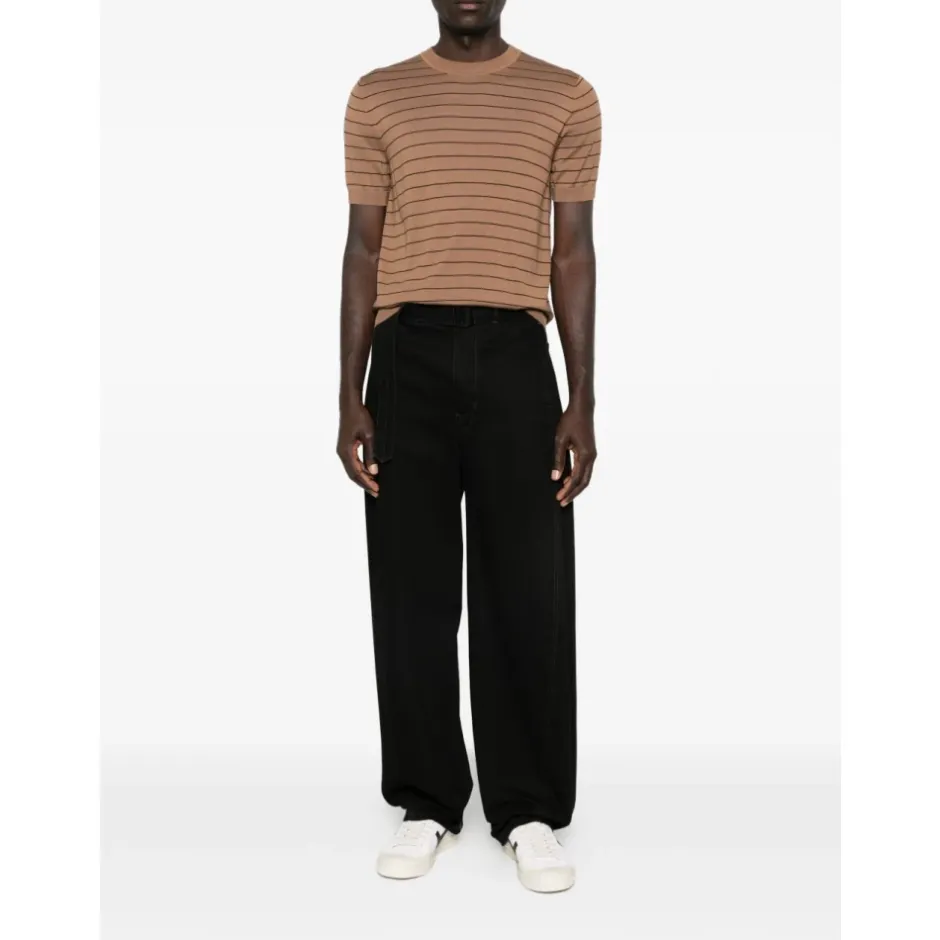 Discount Stribet T-shirt i strik med rund hals Strik