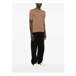 Discount Stribet T-shirt i strik med rund hals Strik