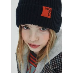 Hot Strikket Beanie Hat med Patch Børn Huer & Kasketter