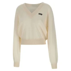 Strikket V-hals Sweater Dame Striktrøjer & Sweatere