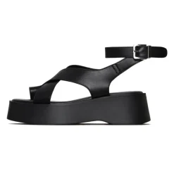 Online Suede Cross-Strap Sandals - Black Dame Sandaler