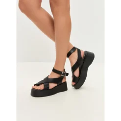 Online Suede Cross-Strap Sandals - Black Dame Sandaler