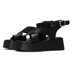 Online Suede Cross-Strap Sandals - Black Dame Sandaler