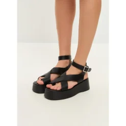 Online Suede Cross-Strap Sandals - Black Dame Sandaler
