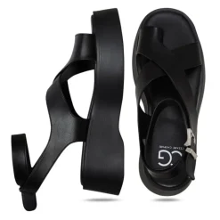 Online Suede Cross-Strap Sandals - Black Dame Sandaler
