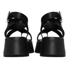 Online Suede Cross-Strap Sandals - Black Dame Sandaler