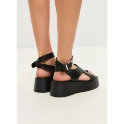 Online Suede Cross-Strap Sandals - Black Dame Sandaler