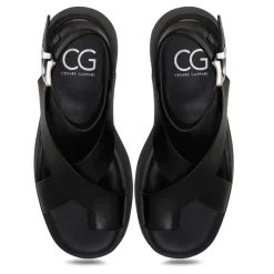 Online Suede Cross-Strap Sandals - Black Dame Sandaler