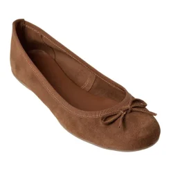 Clearance Tan Ballerina med Sløjfedetalje Dame Ballerina Sko