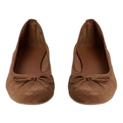 Clearance Tan Ballerina med Sløjfedetalje Dame Ballerina Sko
