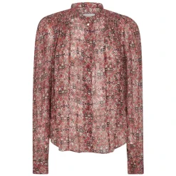 Clearance Tapestry Print Mandarin Krave Skjorte Dame Bluser & Skjorter