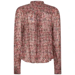 Clearance Tapestry Print Mandarin Krave Skjorte Dame Bluser & Skjorter